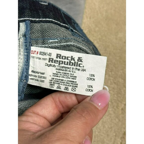 Rock & Republic Women's 10 Bernie Bootcut Dark Wash Distressed - Picture 13 of 14